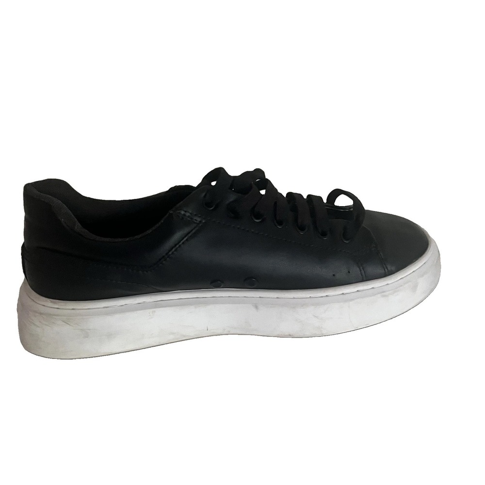 HUGO by Hugo Boss Men's Black Leather Sneakers EU 42 US 9 White Sole - Picture 4 of 14